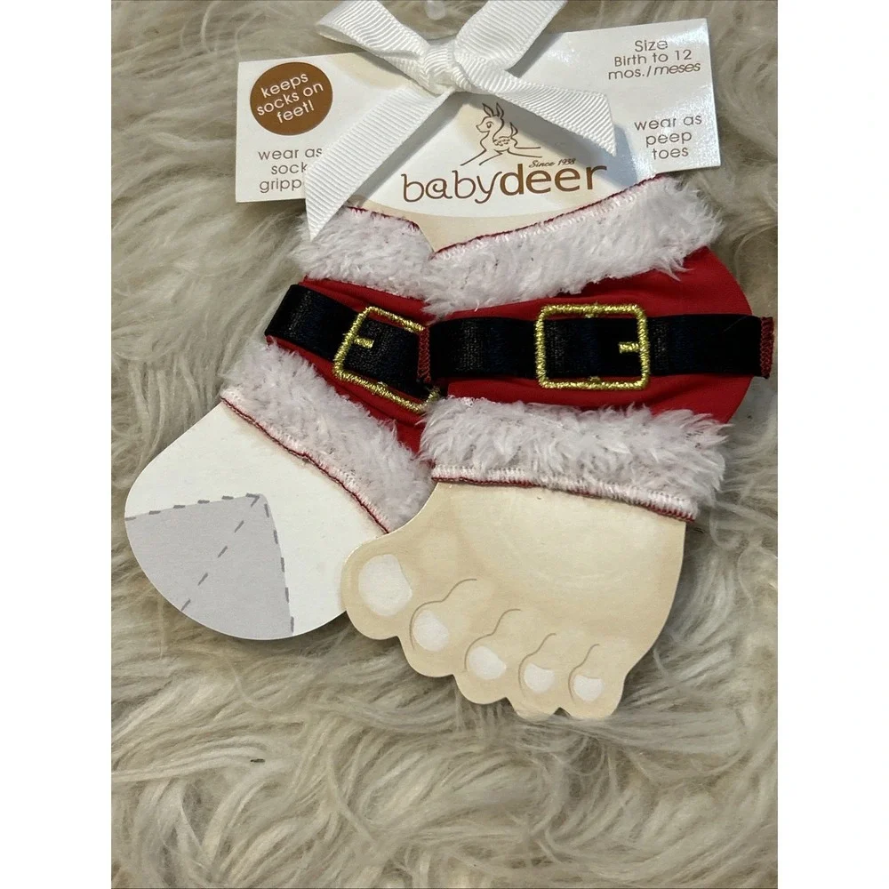 Lot Of 4 Baby Deer Infant Girl Peep Toe Sock Gripper Christmas Birth To 12 Month